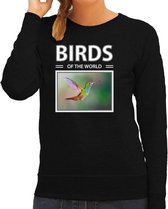 Dieren foto sweater Kolibrie - zwart - dames - birds of the world - cadeau trui vogel liefhebber L