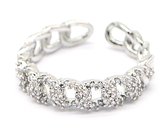 Dielay - Ring met Steentjes - RVS - One Size - Zilverkleurig