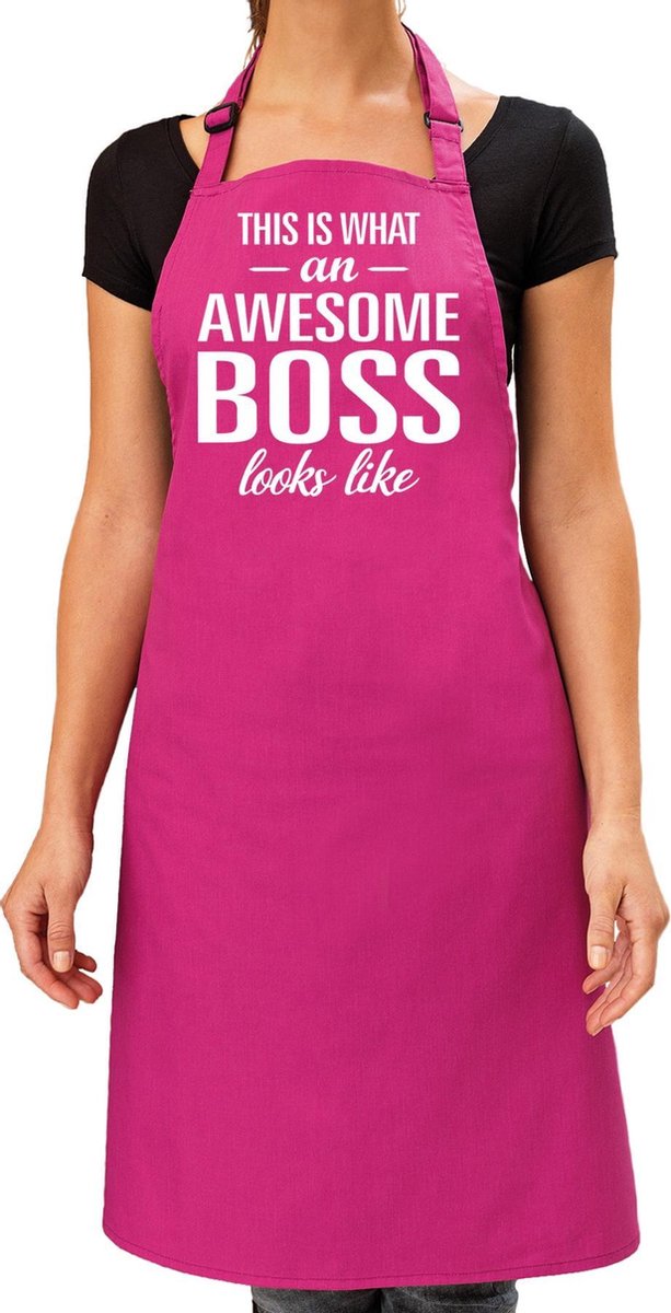 Awesome boss cadeau bbq/keuken schort roze dames