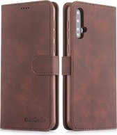 Voor Huawei P20 Lite Diaobaolee Pure Fresh Grain Horizontale Flip Leather Case met houder & kaartsleuven (bruin)