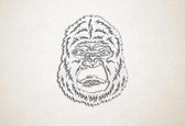 Wanddecoratie - Gorilla kop - XS - 30x23cm - EssenhoutWit - muurdecoratie - Line Art