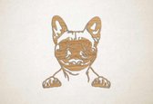 Wanddecoratie - Hond - Franse bulldog 8 - XS - 27x25cm - Eiken - muurdecoratie - Line Art