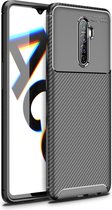 Voor OPPO Reno Ace Beetle-serie Koolstofvezeltextuur Schokbestendige TPU Case (zwart)