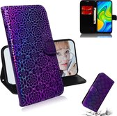 Voor Xiaomi Redmi Note 9 / 10X 4G Effen kleur Kleurrijke magnetische gesp Horizontale flip PU lederen tas met houder en kaartsleuven & portemonnee en draagkoord (paars)