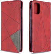 Voor Galaxy A41 Rhombus Texture Horizontal Flip Magnetische lederen tas met houder & kaartsleuven & portemonnee (rood)