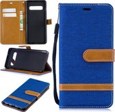 Kleurafstemming Denim Texture Leather Case voor Galaxy S10, met houder & kaartsleuven & portemonnee & lanyard (koningsblauw)