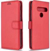 Voor LG G8ST Litchi Texture Horizontale Flip Leren Case met Houder & Kaartsleuven & Portemonnee & Fotolijst (Rood)