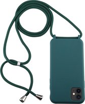 Voor iPhone 11 Candy Color TPU beschermhoes met draagkoord (donkergroen)