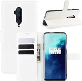 Voor OnePlus 7T Pro Litchi Texture Horizontale Flip Leren Case met Portemonnee & Houder & Kaartsleuven (Wit)