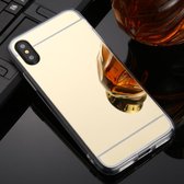 Voor iphone xs max tpu + acryl luxe plating spiegel telefoon geval dekking (goud)