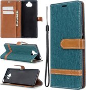 Voor Sony Xperia 20 Kleuraanpassing Denim Textuur Horizontaal Flip PU lederen tas met houder & kaartsleuven & portemonnee & draagkoord (groen)