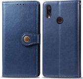 Retro effen kleur lederen gesp Mobiele telefoon bescherming lederen tas met fotolijst & kaartsleuf & portemonnee & beugel functie voor Xiaomi Redmi 7 (blauw)