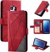 Voor Samsung Galaxy S9 Skin Feel Splicing Horizontale flip lederen tas met houder & kaartsleuven & portemonnee & fotolijst (rood)