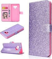 Voor Samsung Galaxy Note 9 Glitterpoeder Horizontaal Flip Leren Case met Kaartsleuven & Houder & Fotolijst & Portemonnee (Paars)