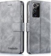 Voor Samsung Galaxy Note20 Ultra Diaobaolee Pure Fresh Grain Horizontale Flip Leather Case met houder & kaartsleuven (grijs)