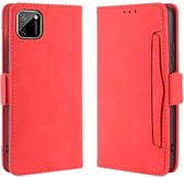 Voor OPPO Realme C11 Portemonnee-stijl Skin Feel Kalfspatroon lederen tas met aparte kaartsleuf (rood)