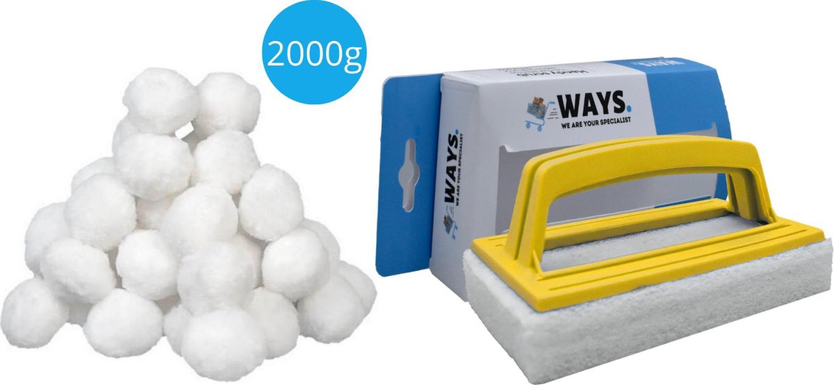 Comfortpool - Filterbollen geschikt voor zandfilterpomp(en) - 2000 gram & WAYS scrubborstel