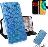 Voor Huawei Mate 30 / 5G effen kleur kleurrijke magnetische gesp horizontale flip pu lederen case met houder & kaartsleuven & portemonnee & lanyard (blauw)