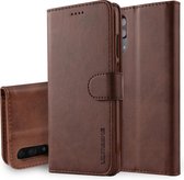 Voor Huawei P20 LC.IMEEKE kalfsleer horizontale flip lederen tas, met houder & kaartsleuven & portemonnee (bruin)