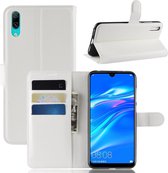 Litchi Texture Horizontal Flip Leather Case voor Huawei Enjoy 9 / Y7 prime (2019) / Y7 Pro (2019), met portemonnee & houder & kaartsleuven (wit)