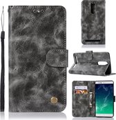 Voor Lenovo K5 Note Retro koperen knop Crazy Horse Horizontale Flip PU lederen tas met houder & kaartsleuven & portemonnee & lanyard (grijs)