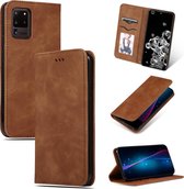 Voor Galaxy S20 Ultra Retro Skin Feel Business Magnetische horizontale flip lederen tas (bruin)