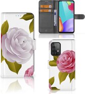 Wallet Book Case Samsung Galaxy A52 Telefoon Hoesje Cadeau voor haar Roses
