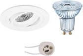 OSRAM - LED Spot Set - Parathom PAR16 927 36D - Prima Alpin Pro - GU10 Fitting - Dimbaar - Inbouw Rond - Mat Wit - 5.5W - Warm Wit 2700K - Kantelbaar Ø92mm