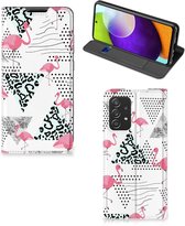 Telefoonhoesje Personaliseren Samsung Galaxy A52 5G Enterprise Editie | A52 4G Bookstyle Case Flamingo Triangle