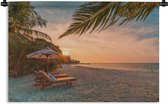 Wandkleed Tropisch Strand  - Tropisch strand bij zonsondergang Wandkleed katoen 90x60 cm - Wandtapijt met foto
