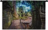 Wandkleed Angkor Wat - Ta Prohm tempel in Angkor Wat Wandkleed katoen 150x100 cm - Wandtapijt met foto