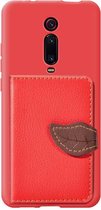 Leaf Buckle Litchi Texture Kaarthouder PU + TPU Case met Kaartsleuf & Portemonnee & Houder & Fotolijst voor Xiaomi Mi 9T / Mi 9T Pro / Redmi K20 / Redmi K20 Pro (rood)