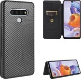 Voor LG Stylo 6 Carbon Fiber Texture Magnetische Horizontale Flip TPU + PC + PU Leather Case met Card Slot (Black)