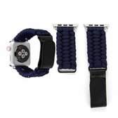 Magic Paste lederen paraplu touw nylon polshorloge band met roestvrijstalen gesp voor Apple Watch Series 3 & 2 & 1 42 mm (donkerblauw)