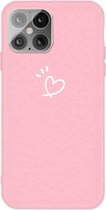 Three Dots Love-heart Pattern Frosted TPU beschermhoes voor iPhone 12 Mini (roze)