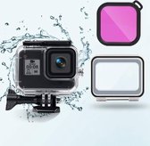 45m waterdichte behuizing + achterkant met aanraakscherm + kleurenlensfilter voor GoPro HERO8 zwart (paars)