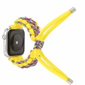 Gevlochten Paraplukoordriem voor Apple Series 6 & SE & 5 & 4 44 mm / 3 & 2 & 1 42 mm (geel)