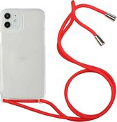 Schokbestendig ultradunne TPU + acryl beschermhoes met lanyard voor iPhone 11 (rood)