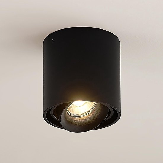 Arcchio - plafondlamp - 1licht - aluminium - H: 9.4 cm - GU10 - zwart