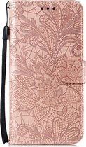 Samsung Galaxy S10 Lite Hoesje - Mobigear - Flowers Serie - Kunstlederen Bookcase - Roségoud - Hoesje Geschikt Voor Samsung Galaxy S10 Lite