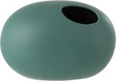J-Line Vaas Ovaal Keramiek Groen Small 16*10*11 Cm