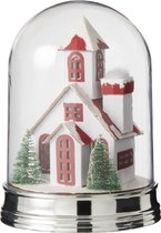 J-Line Stolp Winter Huis Led Acryl Wit/Groen Large