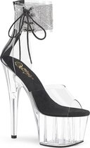 Pleaser Sandaal met enkelband, Paaldans schoenen -41 shoes- ADORE-724RS Paaldans schoenen Zilverkleurig/Transparant