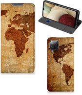 Wallet Bookcase Geschikt voor Samsung Galaxy A12 Telefoonhoesje Wereldkaart