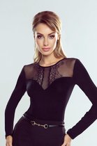 Eldar Klara spannende damesblouse met kanten inzet op de halslijn zwart M
