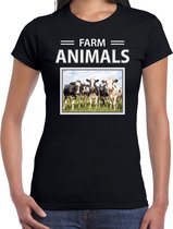 Dieren foto t-shirt Koe - zwart - dames - farm animals - cadeau shirt Kudde koeien liefhebber M