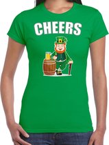 St. Patricks day t-shirt groen voor dames - Cheers - Ierse feest kleding / outfit / kostuum S
