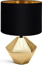 LED Tafellamp - Tafelverlichting - Igia Uynimo XL - E14 Fitting - Rond - Mat Zwart/Goud - Keramiek