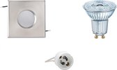 LED Spot Set - OSRAM Parathom PAR16 930 36D - Igia - GU10 Fitting - Waterdicht IP65 - Dimbaar - Inbouw Vierkant - Mat Chroom - 3.7W - Warm Wit 3000K - 82mm