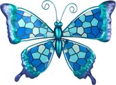 Vlinder | metaal & glas | mozaiek | blauw | M | 19 x 26cm